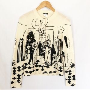 J.Crew L Vintage Cardigan Masquerade Black & Ivory Pearl Buttons